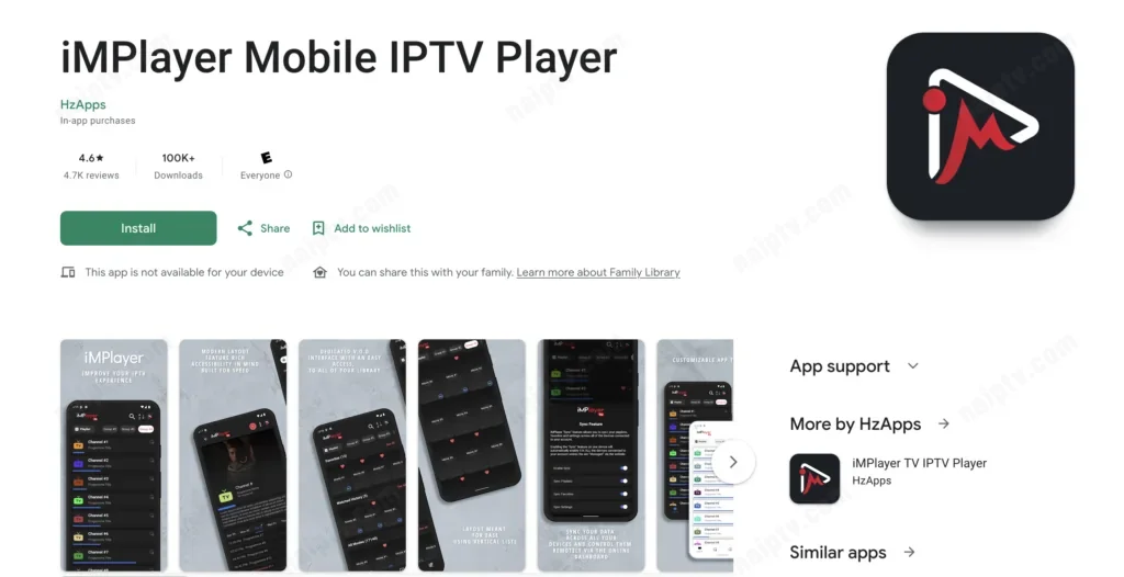 iMPlayer Mobile — Google Play listing
