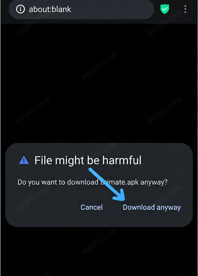 Android — “This file might be harmful” download warning