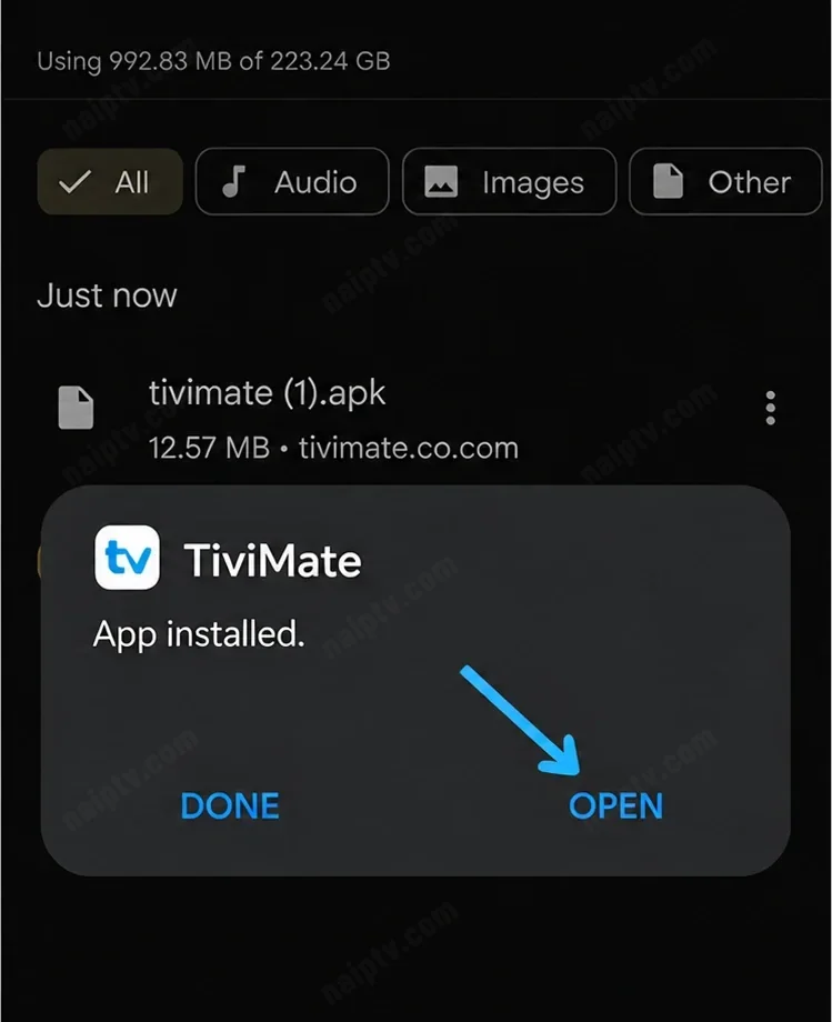 Android — TiviMate installed / Open