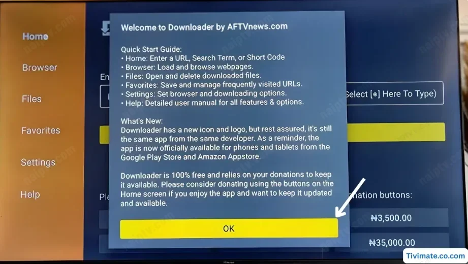 Downloader — OK to confirm