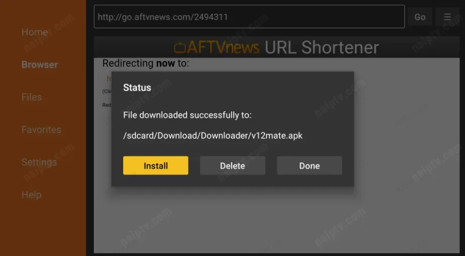 Downloader — file downloaded, Install dialog