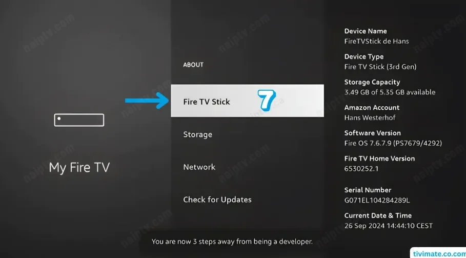 About — enabling Developer Options