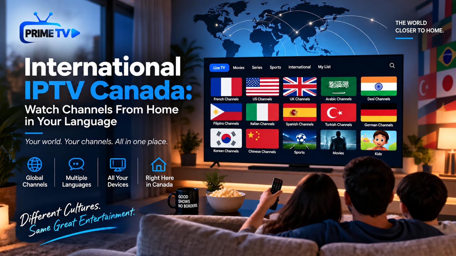 International IPTV Canada multilingual streaming with Prime TV