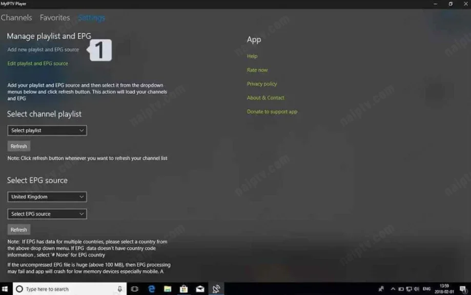 MyIPTV Player — Settings