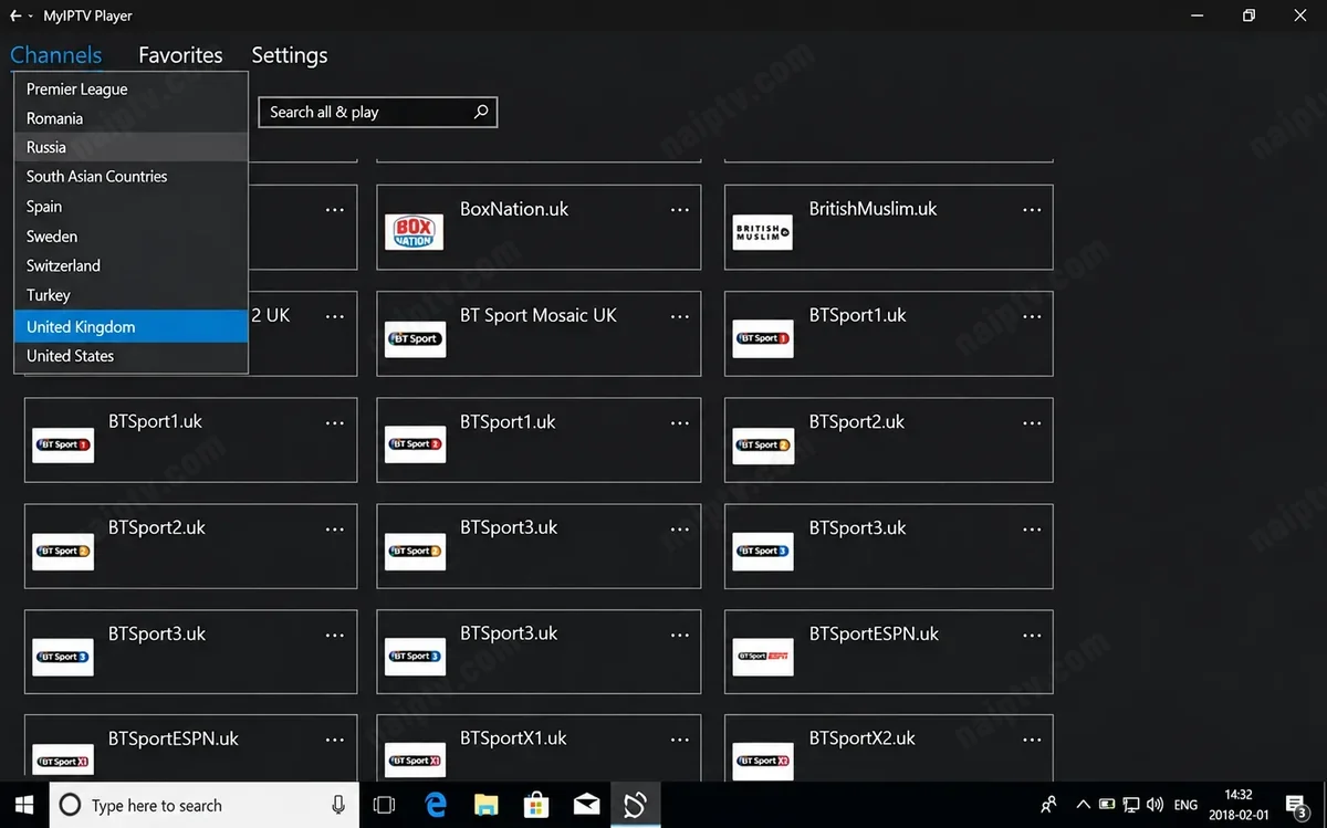 MyIPTV Player — Channels