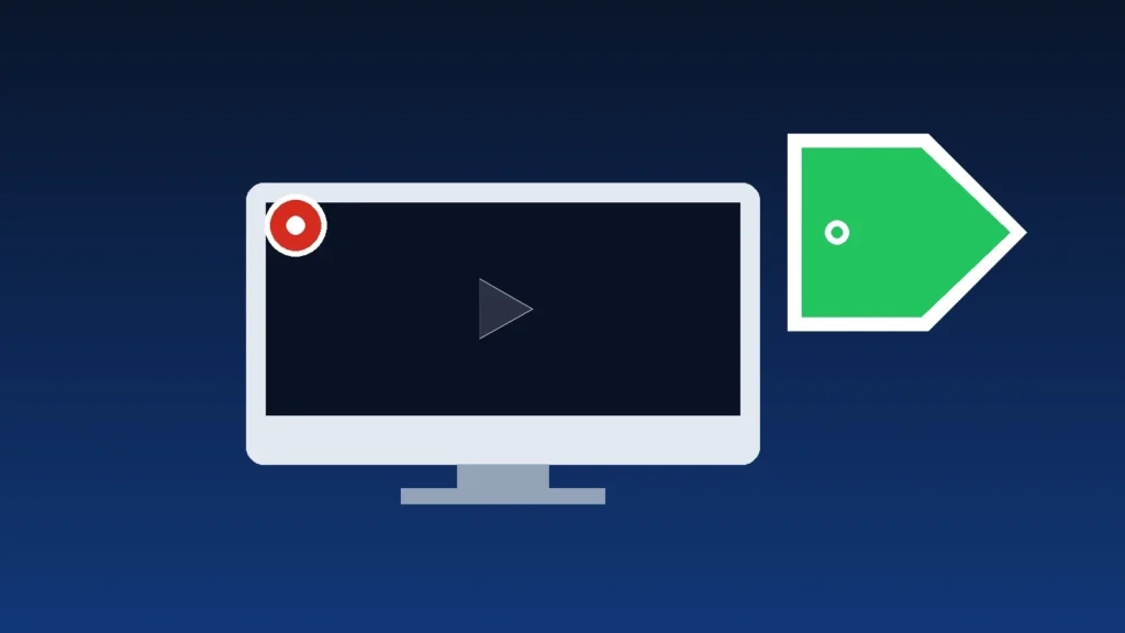 Streaming screen next to a price tag icon representing affordable IPTV plans and pricing in Canada